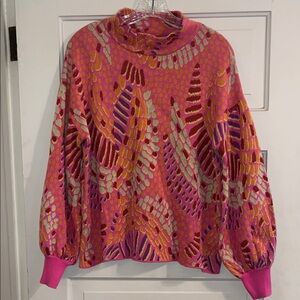 Vibrant Pink Multicolor Patterned Sweater